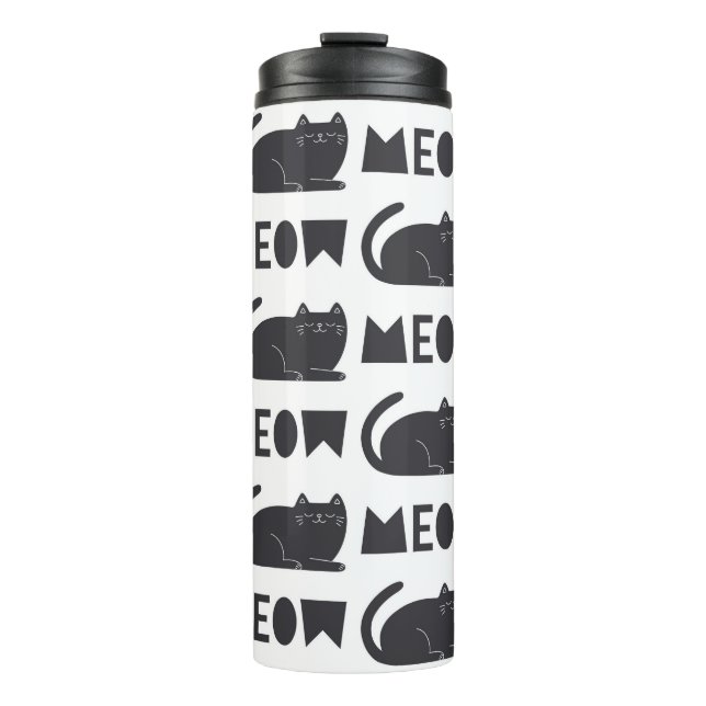 Termo lindo patrón de gato. Ilustracion de época (Anverso)
