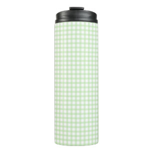 Termo Lindo patrón de gingham a cuadros verde retro