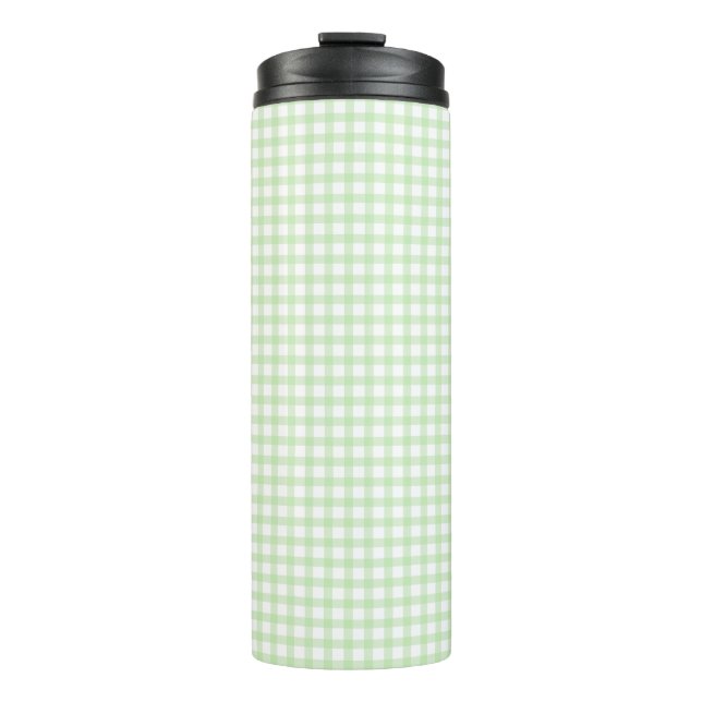 Termo Lindo patrón de gingham a cuadros verde retro (Anverso)