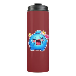 Termo Lindo Slime Kawaii Azul Triste Llorando con Corazó