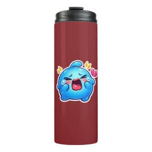 Termo Lindo Slime Kawaii Azul Triste Llorando con Corazó