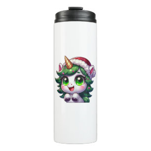 Termo Lindo unicornio de Navidad con disfraz de árbol di