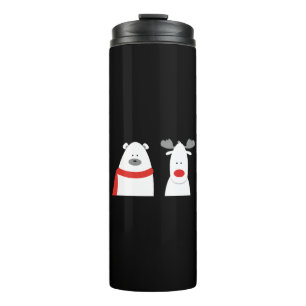 Termo lindos animales de navidad blanco y rojo