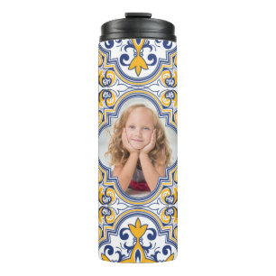Termo Lindos Azulejos azules y amarillos, foto personali