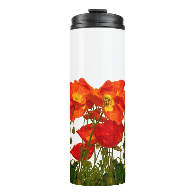 Termo Línea de amapolas rojas aisladas arte, fondo, bell (Anverso)