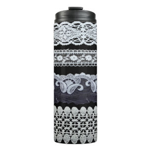 Termo Línea de encaje vintage, flores ornamentales (enca
