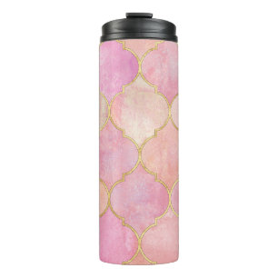 Termo Línea de oro marroquí: acuarela rosa