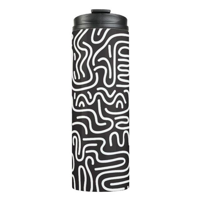 Termo Líneas onduladas de Doodle retro: Monocromo (Anverso)