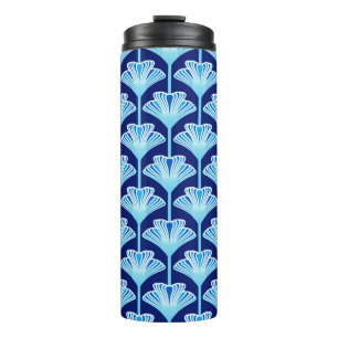 Termo Lirio Art Deco, Azul cobalto, Aqua y Blanco