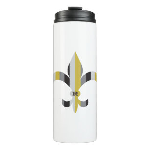 Termo Lirios de lis monogramados a rayas