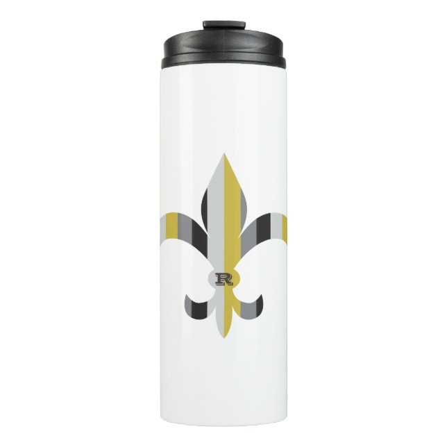 Termo Lirios de lis monogramados a rayas (Anverso)