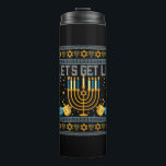 Termo Lit Menorah Jewish Pun Ugly Hanukkah Chan<br><div class="desc">Este es un gran regalo de Navidades. A tu familia,  amigos o niños les encantará este regalo después de que se lo des. Deseándote a ti y a tu familia y amigos una Feliz Navidad.</div>