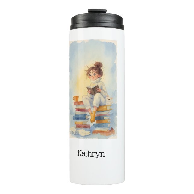 Termo Literary Girl Book Personalized Thermal Tumbler (Anverso)