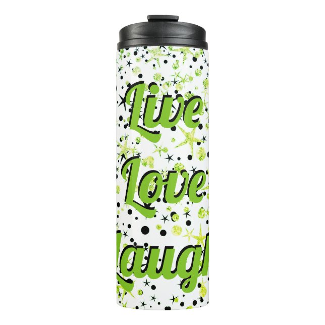 Termo Live Love Laureando Estrellas Y Parkles Verdes (Anverso)