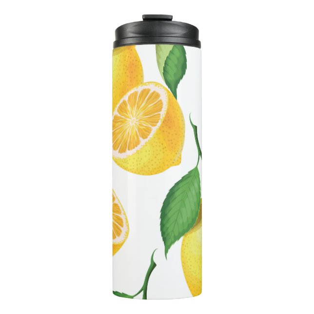 Termo Lively Lemon: Patrón fresco sin foco (Anverso)