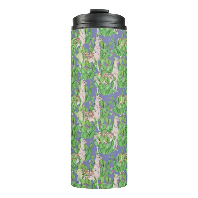 Termo Llama de la acuarela y modelo de Catus (Anverso)