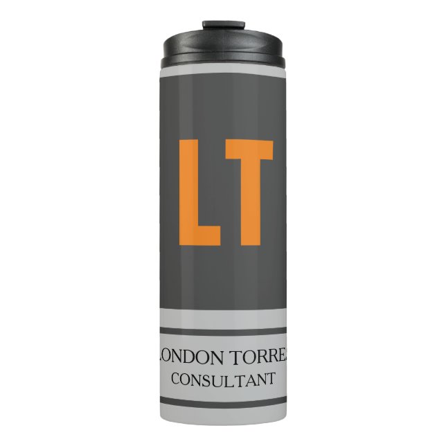 Termo Llave gris monogramo atractiva (Anverso)