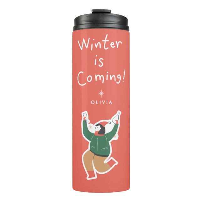 Termo Llega el invierno | Taza de viaje personalizada pa (Anverso)