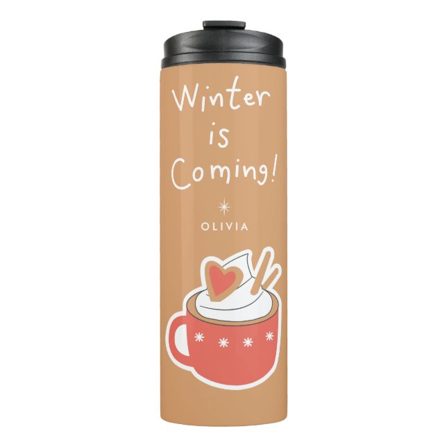 Termo Llega el invierno | Taza de viaje personalizada pa (Anverso)