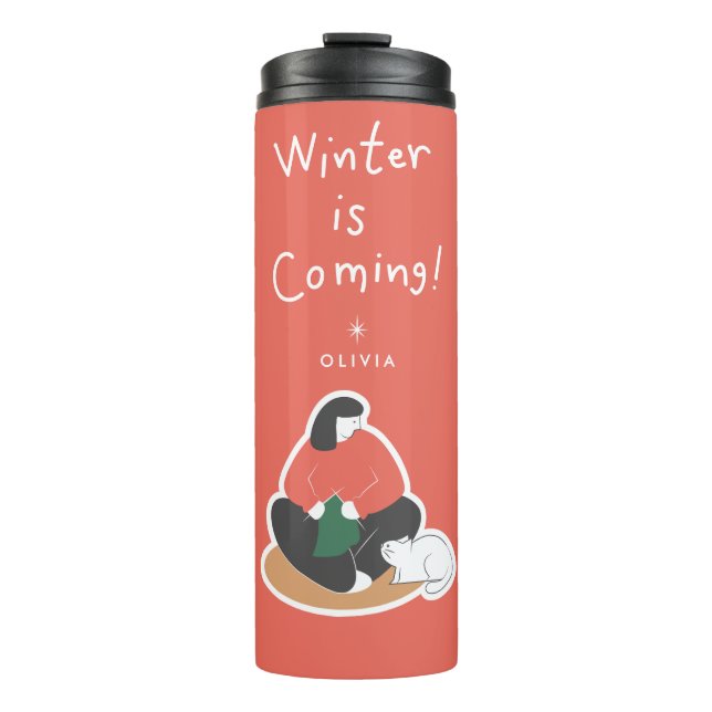 Termo Llega el Invierno | Taza de Viaje Personalizada pa (Anverso)