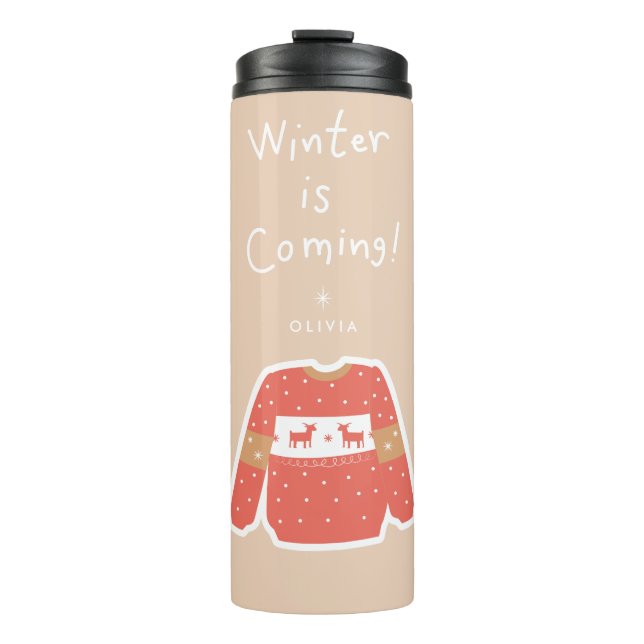 Termo Llega el invierno | Taza de viaje personalizada pa (Anverso)