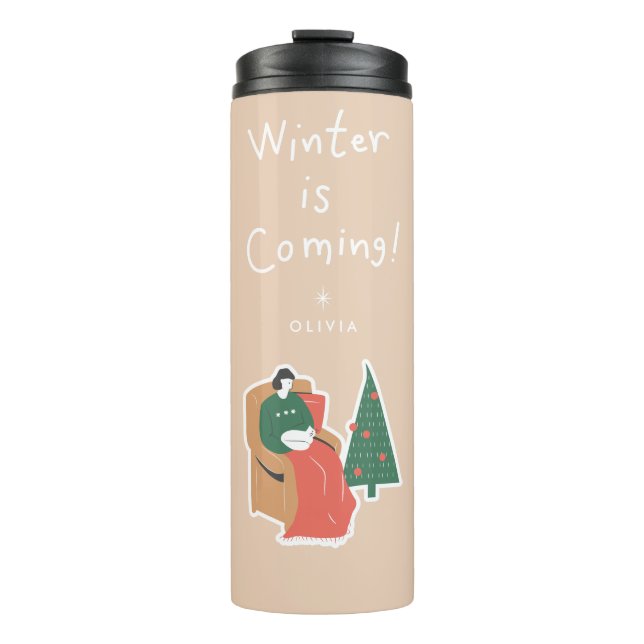 Termo Llega el invierno | Taza de viaje personalizada pa (Anverso)