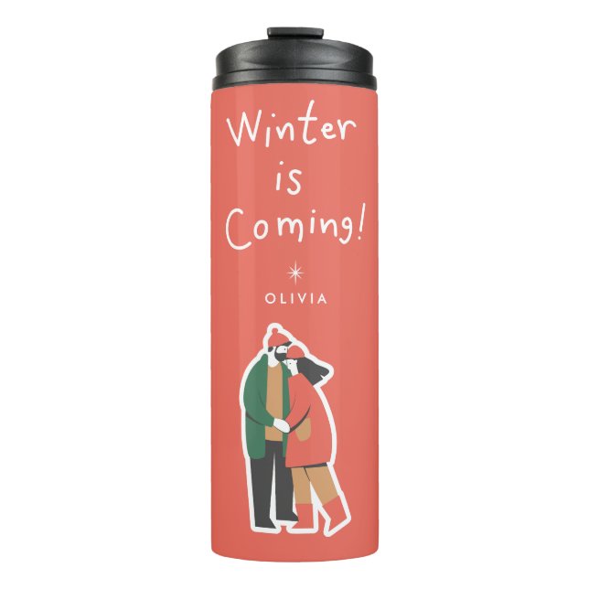 Termo Llega el invierno | Taza de viaje personalizada pa (Anverso)