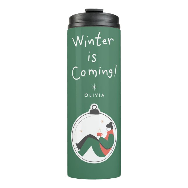 Termo Llega el invierno | Taza de viaje personalizada pa (Anverso)