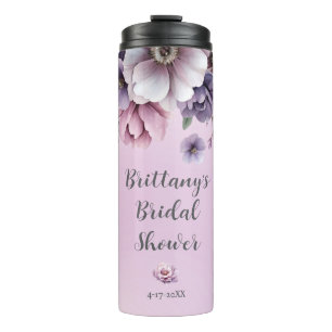 Termo Lluvia de Regalos de Boda Lavanda Floral Acuarela