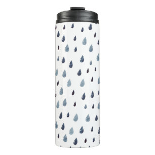 Termo Lluvia. Patrón transparente de acuarela. Indigo ra