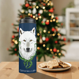 Termo Lobo Ártico Blanco Místico Invierno Snowdrop Azul