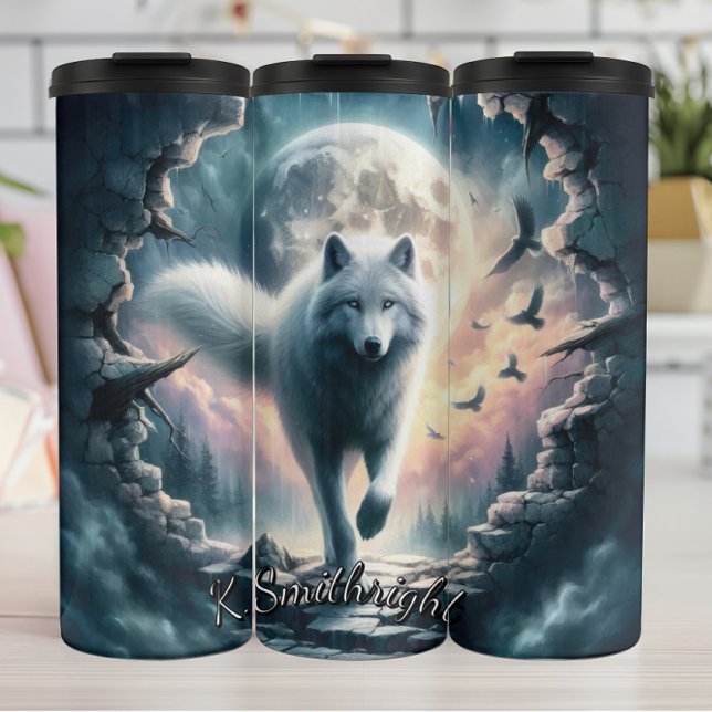 Termo Lobo blanco de luna llena (Subido por el creador)