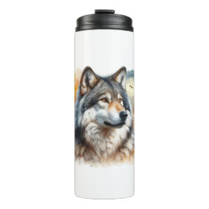Termo Lobo en colores otoñales: La belleza de la natural