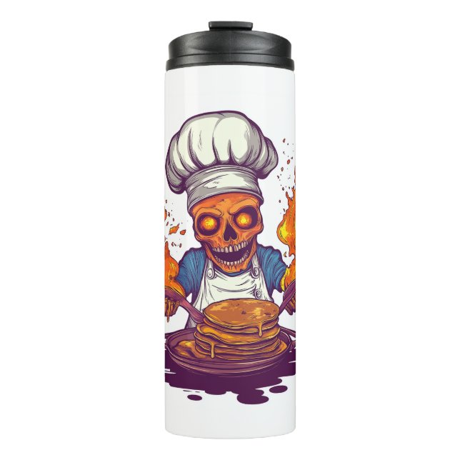 Termo Locura del chef Skull - Funny Cooking Skeleton (Anverso)
