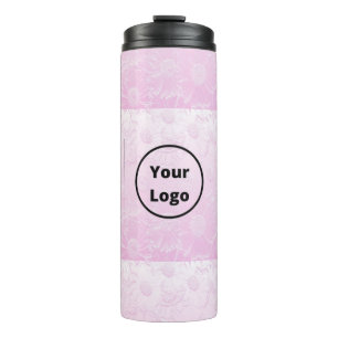 Termo logo personalizado grabado con floral rosa