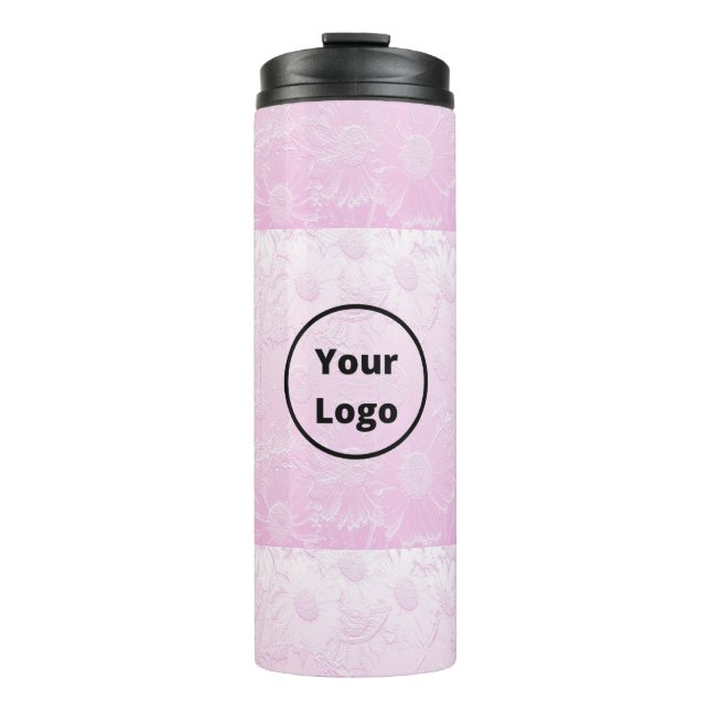 Termo logo personalizado grabado con floral rosa (Anverso)