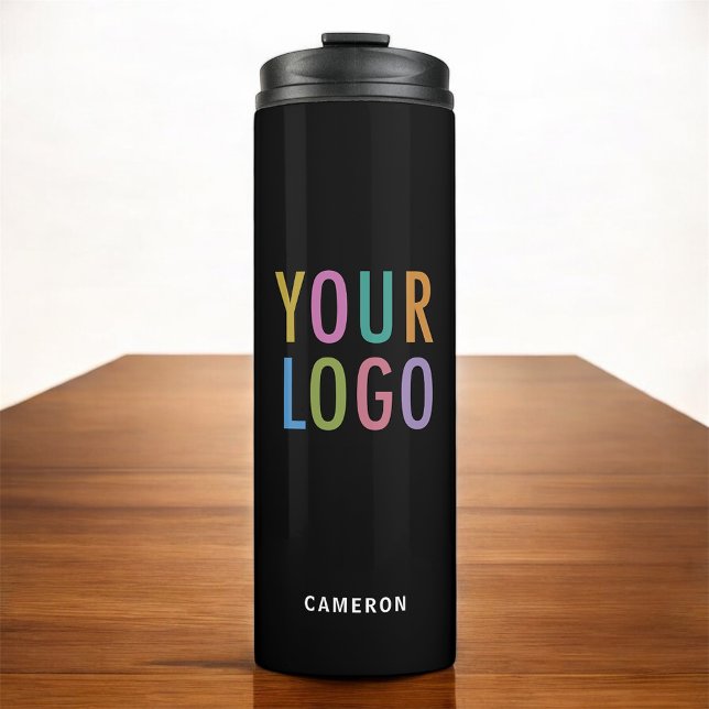 Termo Logotipo comercial de Tumbler de acero inoxidable  (MISOOK 12 oz Black Tumbler with Logo and Name)