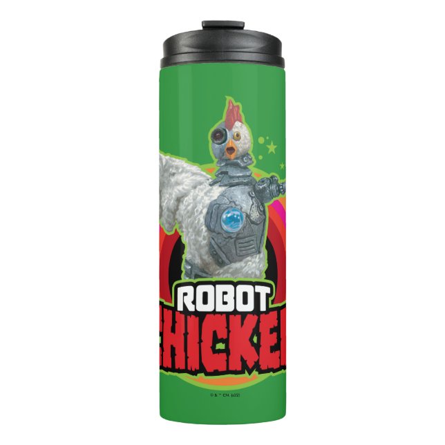 Termo Logotipo de carácter de pollo robot (Anverso)