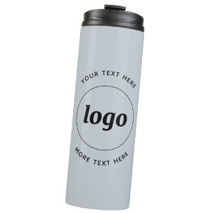 Termo Logotipo simple con texto en polvo azul comercial