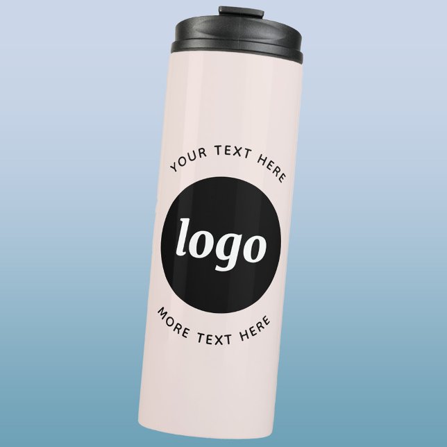 Termo Logotipo Simple Con Texto Rosa Desmayado Empresa (Logo and text business promotional thermal tumbler water bottle)