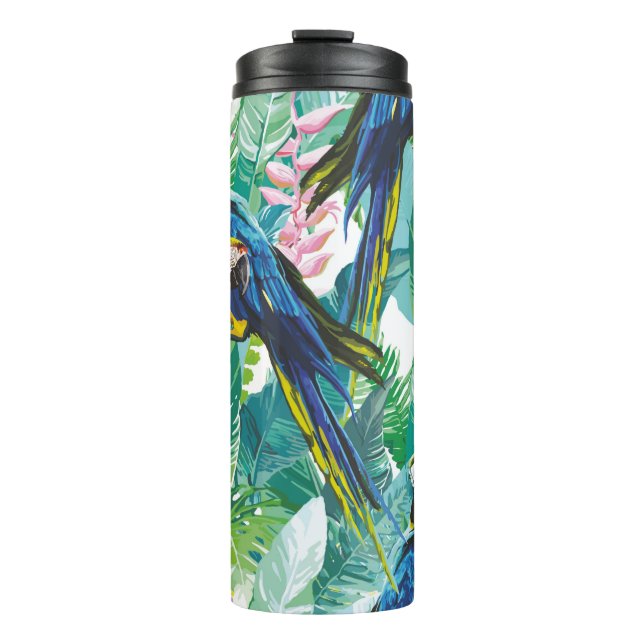 Termo loros coloridos y flores exóticas (Anverso)