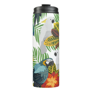 Termo loros tropicales, patrón inoxidable vintage.