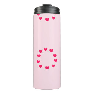 Termo Los círculos del corazón rojo en rosa