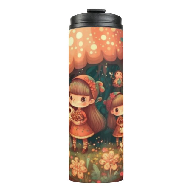 Termo Los elfos pequeños y cortos bajo los hongos (Anverso)