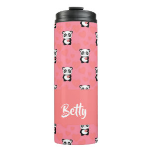 Termo Los osos panda adoran el patrón rosa