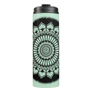 Termo Los puntos de espiral flaman verde negro Henna Man