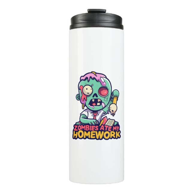 Termo Los zombies se comieron mi tarea (Anverso)