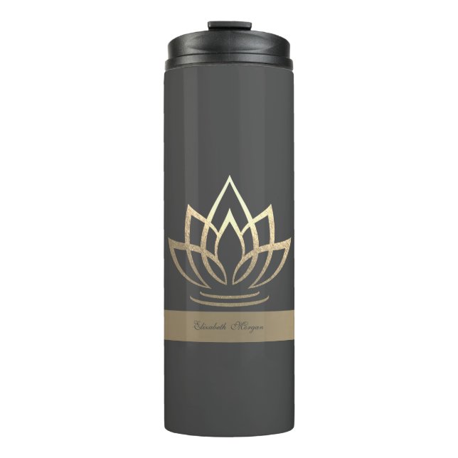 Termo Loto Dorado Elegante, Yoga (Anverso)