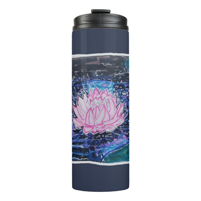 Termo Loto en Agua Oscura (Anverso)