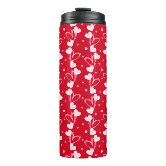Termo Love Hearts Doddles, Red, Thermal Tumbler (Anverso)